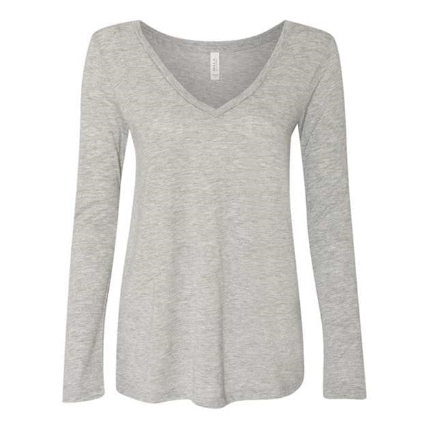Bella + Canvas - Womens 8855 Flowy Long Sleeve V-Neck Tee — Athletic Heather