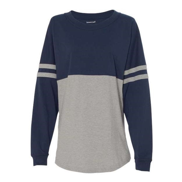 Boxercraft - Womens T14 Jersey Pom Pom Long Sleeve T-Shirt — Navy/Oxford