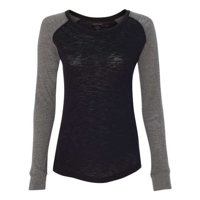 Boxercraft - Womens T66 Preppy Patch Slub Long Sleeve T-Shirt — Black/Granite