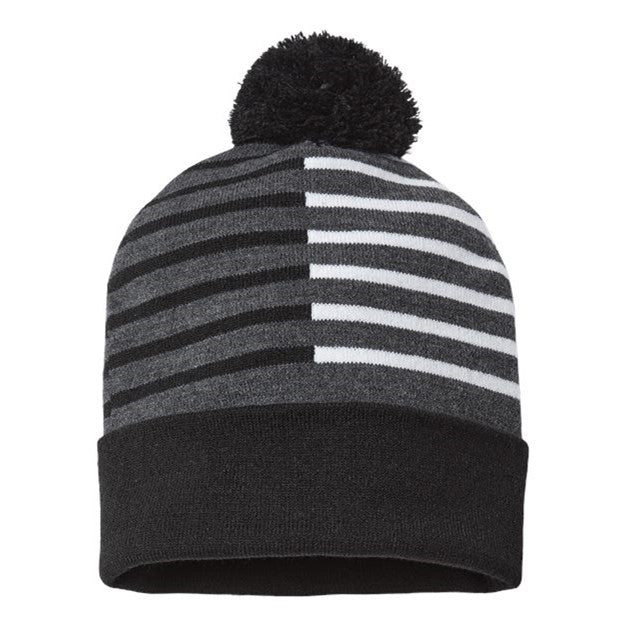 Cap America - Mens Rkh12 Usa-Made Half Color Beanie — Black/White