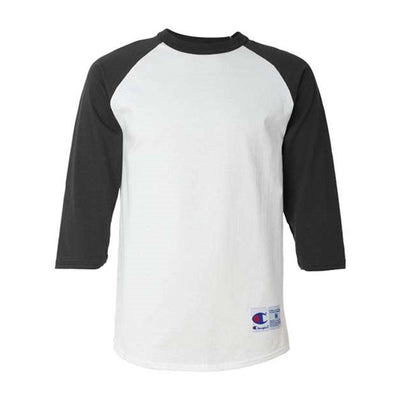 Champion - Mens T137 Three-Quarter Raglan Sleeve Baseball T-Shirt — White/Black