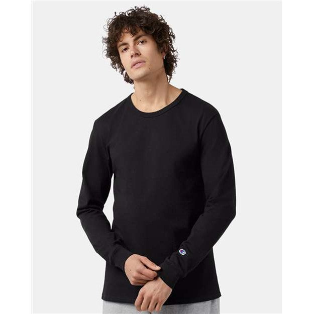 Champion - Mens T453 Heritage Jersey Long Sleeve T-Shirt — Black