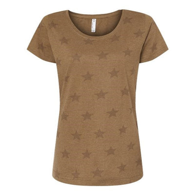 Code Five - Womens 3629 Star Print Scoop Neck Tee — Coyote Brown Star
