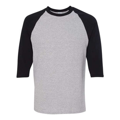 Gildan - Mens 5700 Heavy Cotton Raglan Three-Quarter Sleeve T-Shirt — Sport Grey/Black