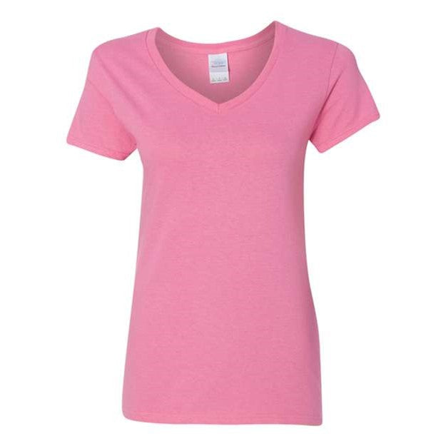 Gildan - Womens 5V00L Heavy Cotton V-Neck T-Shirt — Azalea