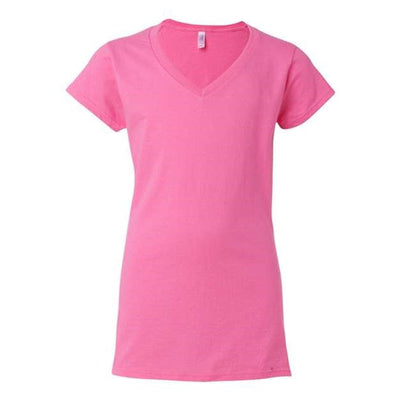 Gildan - Womens 64V00L Softstyle V-Neck T-Shirt — Azalea