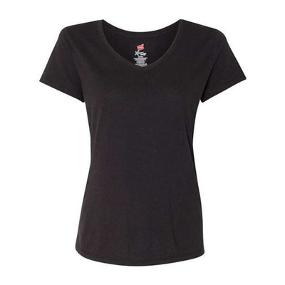 Hanes - Womens 42Vt Perfect-T Triblend V-Neck Short Sleeve T-Shirt — Black Triblend