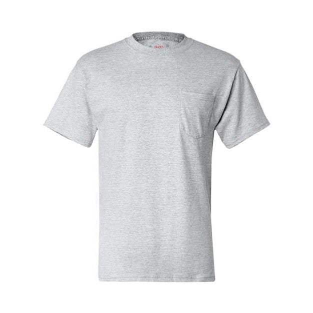 Hanes - Mens 5190 Beefy-T Short Sleeve Pocket T-Shirt — Ash