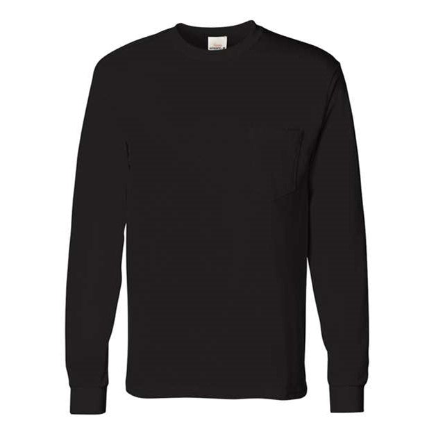 Hanes - Mens 5596 Authentic Long Sleeve Pocket T-Shirt — Black