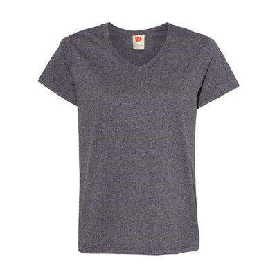 Hanes - Womens 5780 Essential-T V-Neck Short Sleeve T-Shirt — Charcoal Heather