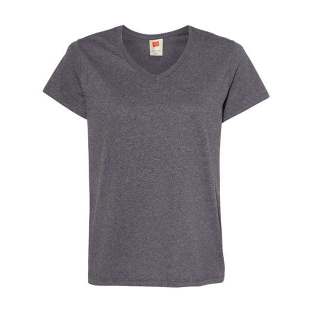 Hanes - Womens 5780 Essential-T V-Neck Short Sleeve T-Shirt — Charcoal Heather