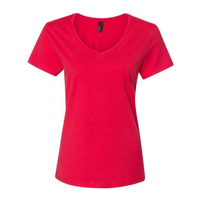 Hanes - Womens S04V Perfect-T V-Neck T-Shirt — Athletic Red