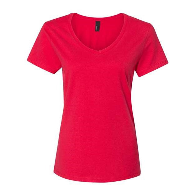 Hanes - Womens S04V Perfect-T V-Neck T-Shirt — Athletic Red