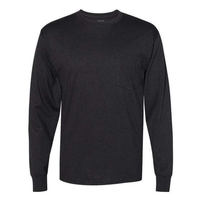 Hanes - Mens W120 Workwear Long Sleeve Pocket T-Shirt — Black