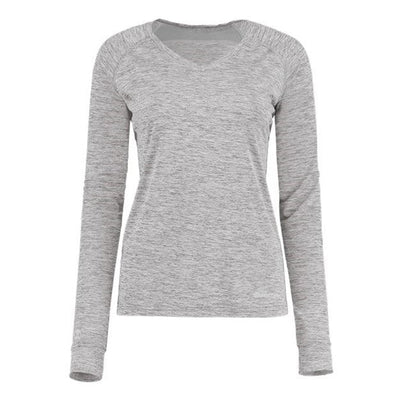 Holloway - Womens 222770 Electrify Coolcore Long Sleeve V-Neck T-Shirt — Athletic Grey Heather