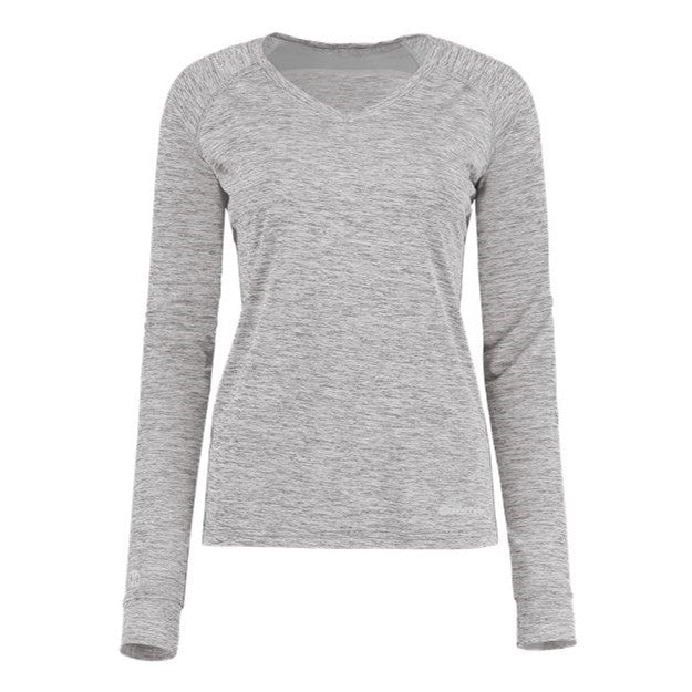 Holloway - Womens 222770 Electrify Coolcore Long Sleeve V-Neck T-Shirt — Athletic Grey Heather