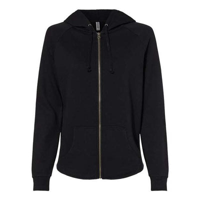 Independent Trading Co. - Womens Prm2500Z California Wave Wash Full-Zip Hooded Sweatshirt — Black