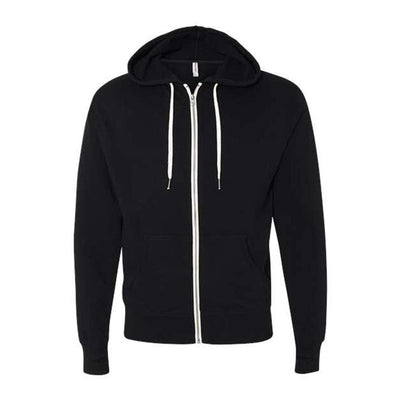 Independent Trading Co. - Mens Prm90Htz Unisex Heathered French Terry Full-Zip Hooded Sweatshirt — Black