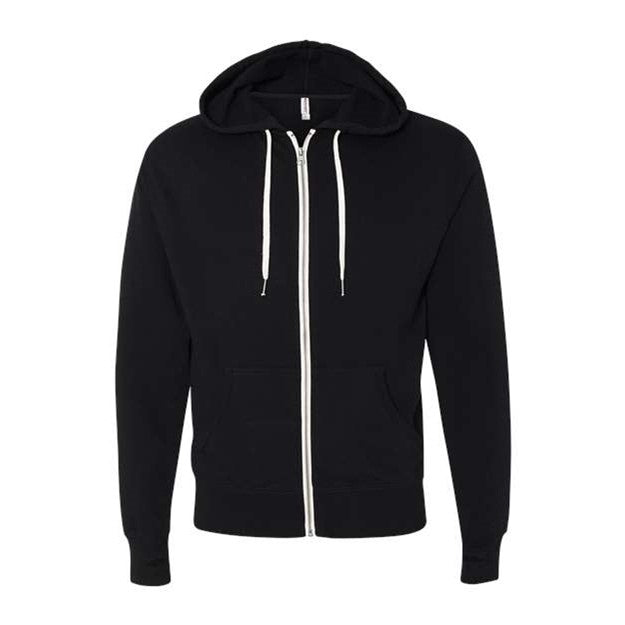 Independent Trading Co. - Mens Prm90Htz Unisex Heathered French Terry Full-Zip Hooded Sweatshirt — Black