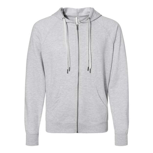 Independent Trading Co. - Mens Ss1000Z Icon Unisex Lightweight Loopback Terry Full-Zip Hooded Sweatshirt — Athletic Heather