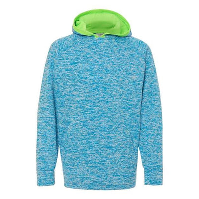 J. America - Kids 8610 Cosmic Fleece Hooded Sweatshirt — Electric Blue/Neon Green