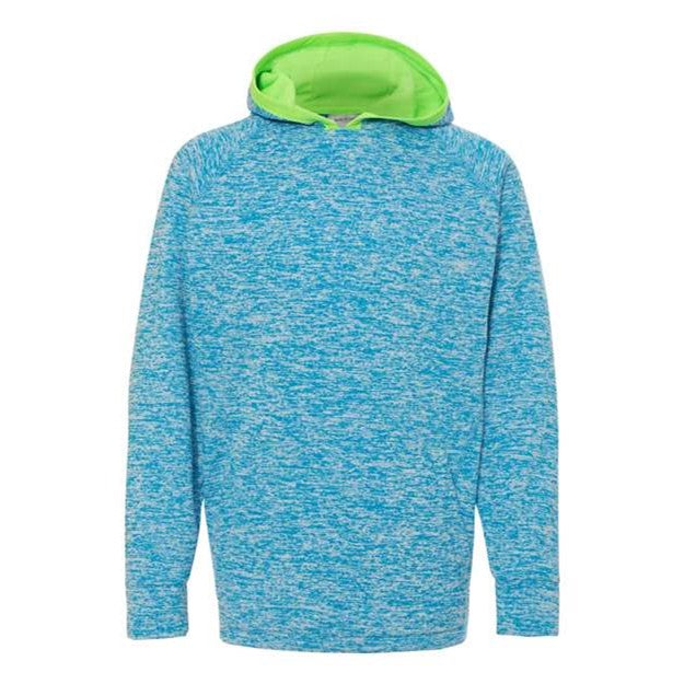 J. America - Kids 8610 Cosmic Fleece Hooded Sweatshirt — Electric Blue/Neon Green