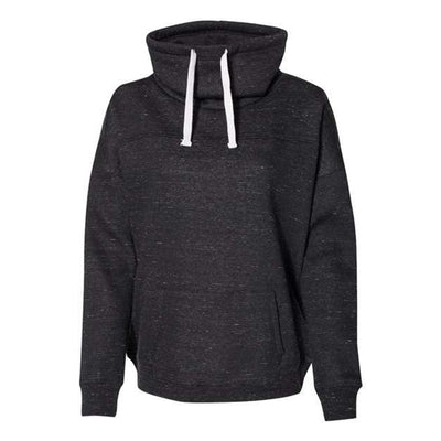 J. America - Womens 8673 MÃ©lange Fleece Cowl Neck Sweatshirt — Black