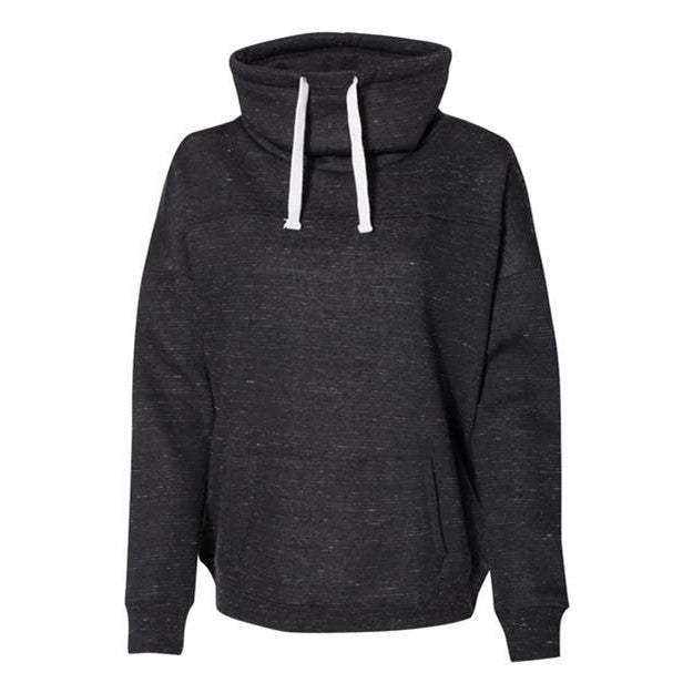 J. America - Womens 8673 MÃ©lange Fleece Cowl Neck Sweatshirt — Black