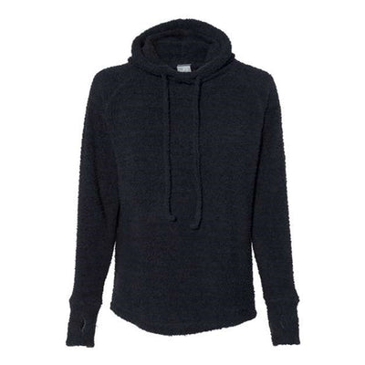 J. America - Womens 8680 Teddy Fleece Hooded Pullover — Black