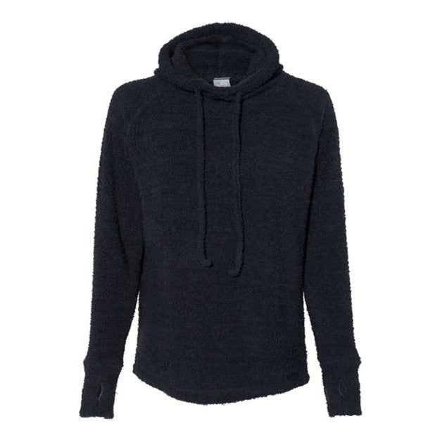 J. America - Womens 8680 Teddy Fleece Hooded Pullover — Black
