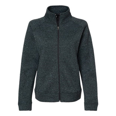 J. America - Womens 8716 Traverse Full-Zip Sweatshirt — Black Herringbone