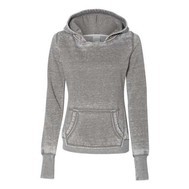 J. America - Womens 8912 Zen Fleece Hooded Sweatshirt — Cement