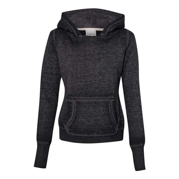 J. America - Womens 8912 Zen Fleece Hooded Sweatshirt — Twisted Black