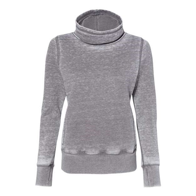 J. America - Womens 8930 Zen Fleece Cowl Neck Sweatshirt — Cement