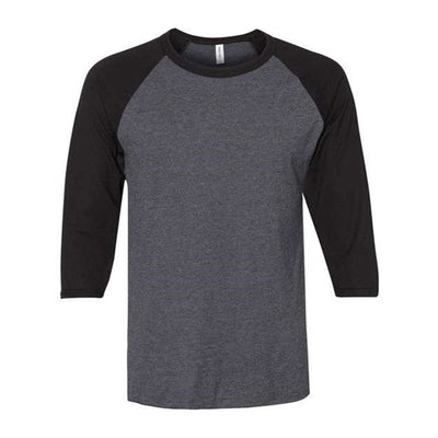 Jerzees - Mens 560Rr Premium Blend Ringspun Three-Quarter Sleeve Raglan Baseball T-Shirt — Black Ink Heather/Black Ink