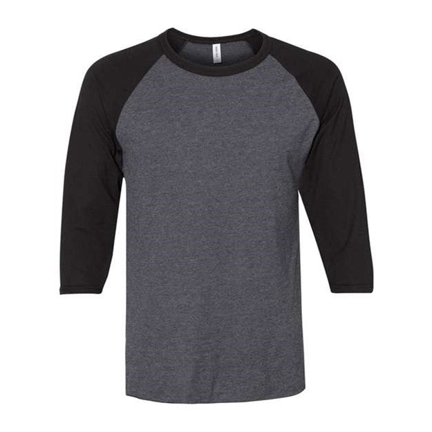 Jerzees - Mens 560Rr Premium Blend Ringspun Three-Quarter Sleeve Raglan Baseball T-Shirt — Black Ink Heather/Black Ink