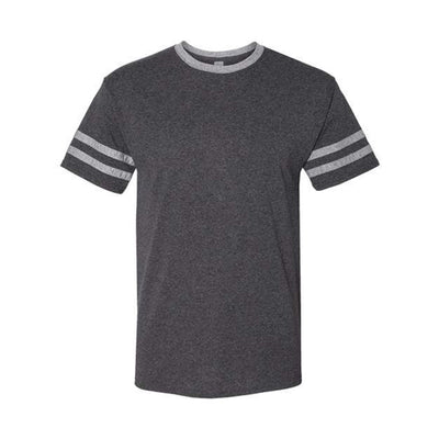 Jerzees - Mens 602Mr Triblend Varsity Ringer T-Shirt — Black Heather/Oxford