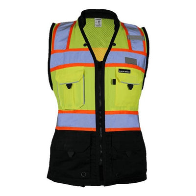 Kishigo - Womens S5021-5022 Premium Black Series Heavy Duty Surveyors Vest — Lime