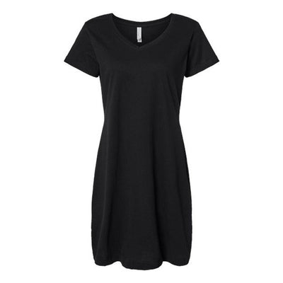 Lat - Womens 3522 V-Neck Fine Jersey Coverup — Black
