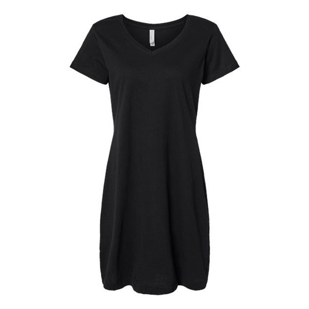 Lat - Womens 3522 V-Neck Fine Jersey Coverup — Black