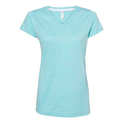Lat - Womens 3591 Harborside MÃ©lange V-Neck T-Shirt — Caribbean Melange