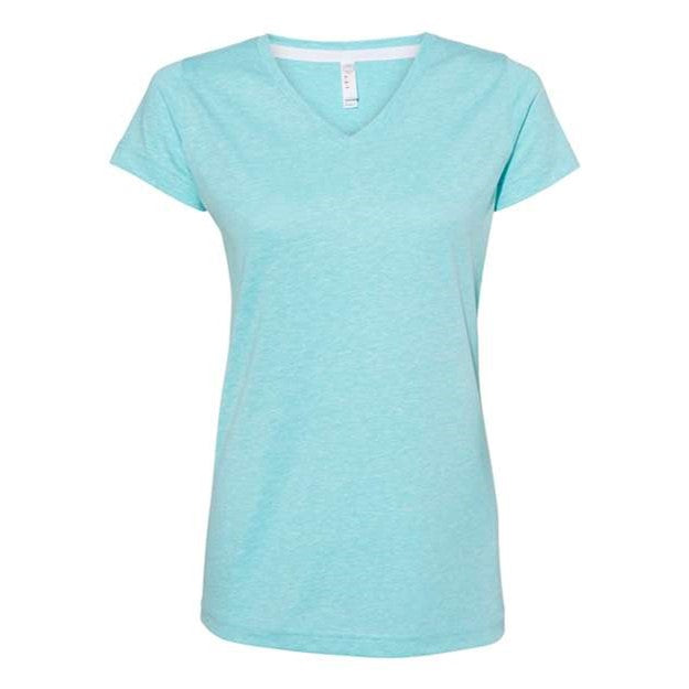 Lat - Womens 3591 Harborside MÃ©lange V-Neck T-Shirt — Caribbean Melange
