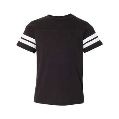 Lat - Kids 6137 Football Fine Jersey Tee — Black Solid/White