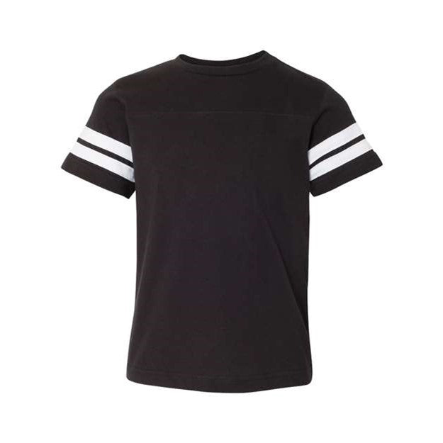 Lat - Kids 6137 Football Fine Jersey Tee — Black Solid/White