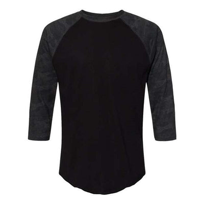 Lat - Mens 6930 Baseball Fine Jersey Tee — Black/Storm Camo