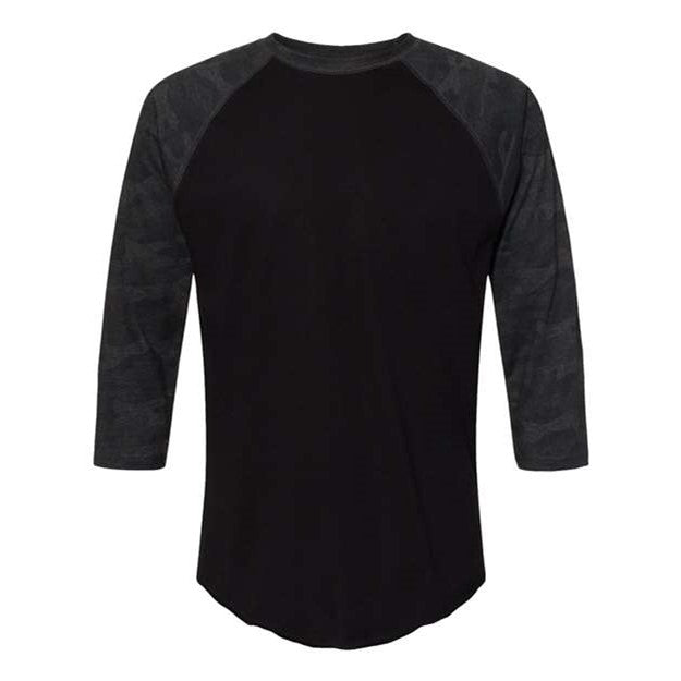 Lat - Mens 6930 Baseball Fine Jersey Tee — Black/Storm Camo