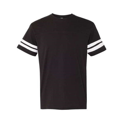 Lat - Mens 6937 Football Fine Jersey Tee — Black Solid/White