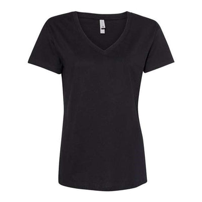 Next Level - Womens 3940 Fine Jersey Relaxed V T-Shirt — Black