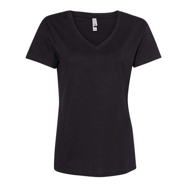 Next Level - Womens 3940 Fine Jersey Relaxed V T-Shirt — Black