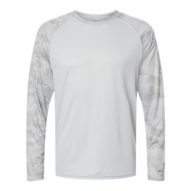 Paragon - Mens 216 Cayman Performance Camo Colorblock Long Sleeve T-Shirt — Aluminum